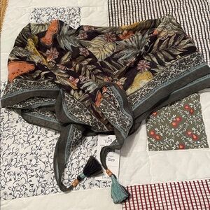 J. Jill Beautiful and Comfortable Multicolor Floral Cotton Scarf w/tassels